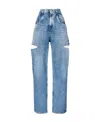 Maison Margiela Womens Blue Icons Cut-out Straight-leg High-rise Jeans In Blue