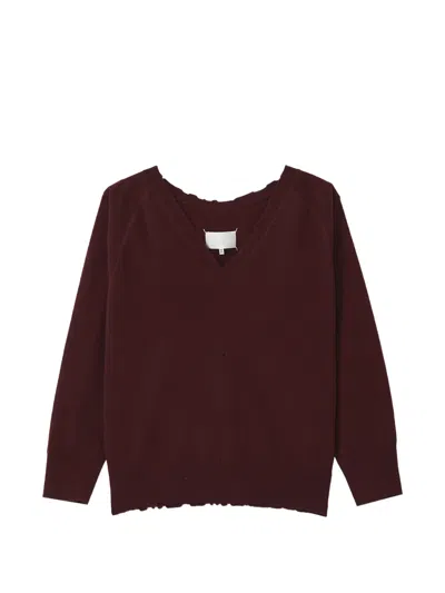 Maison Margiela Distressed V-neck Sweater In Brown