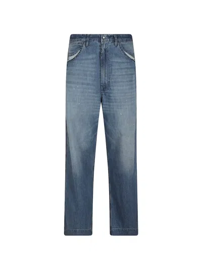 Maison Margiela Distressed Wide-leg Jeans In Blue
