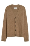 Maison Margiela Melange Cappuccino Wool Blend Cardigan In Walnut