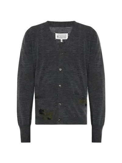 Maison Margiela Distressed-effect V-neck Cardigan In Gray
