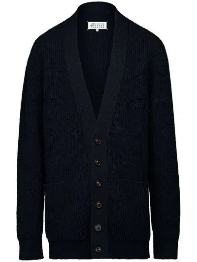 Maison Margiela Donegal V-neck Cardigan In Blue