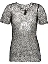 Maison Margiela Sheer Fabric Top With Polka Dot Embroidery In Black