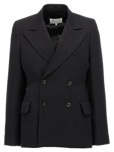 Maison Margiela Black Double-breasted Jacket In Wool