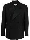 Maison Margiela Double-breasted Grain De Poudre Wool And Mohair-blend Blazer In Black