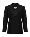 Maison Margiela Double-breasted Grain De Poudre Wool And Mohair-blend Blazer In Black