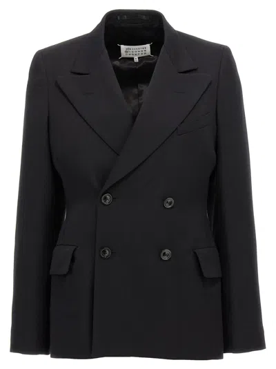 Maison Margiela Black Double-breasted Jacket In Wool