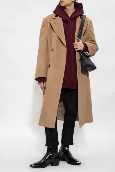 Maison Margiela Double-breasted Coat With Peak Lapels In Beige