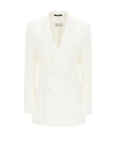 Maison Margiela Double-breasted Tailored Blazer In White