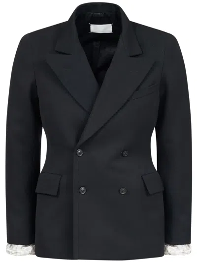 Maison Margiela Double-breasted Wool Blazer In Black