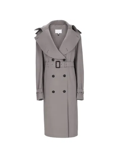 Maison Margiela Double-breasted Grey Trench Coat With Tailored Fit In Gray