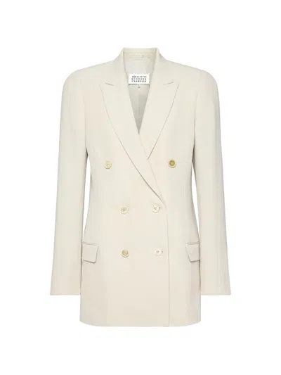 Maison Margiela Double-breasted Blazer In White