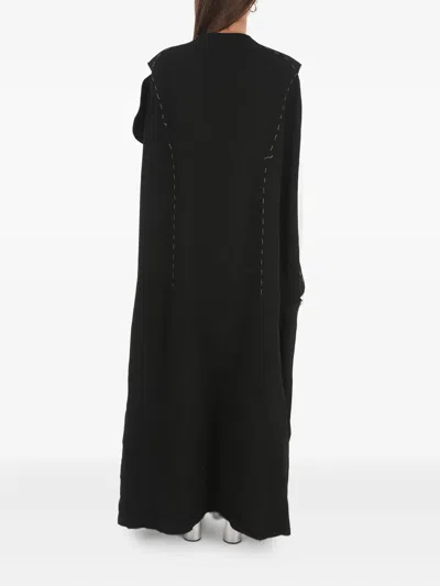 Maison Margiela Double-breasted Frayed Wool Coat In Black