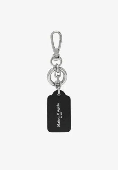 Maison Margiela Double-label Logo Keychain In Black