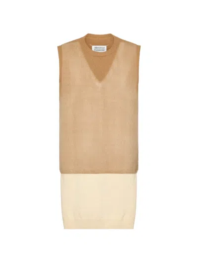 Maison Margiela Double-layerd Vest In Neutral