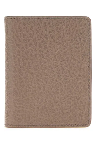 Maison Margiela Dove Grey Leather Card Holder In Neutral