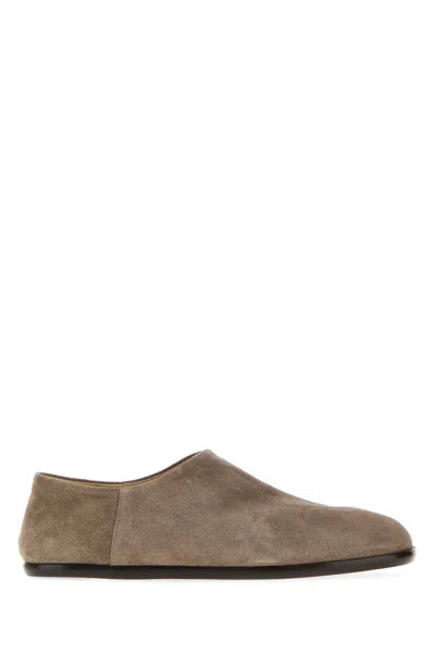 Maison Margiela Dove Grey Suede Tabi Loafers In Brown