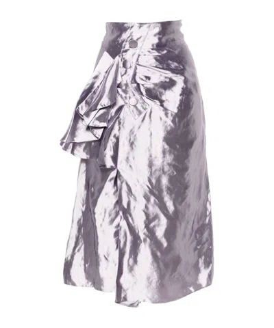 Maison Margiela Drape-detailed Satin Midi Skirt In Purple