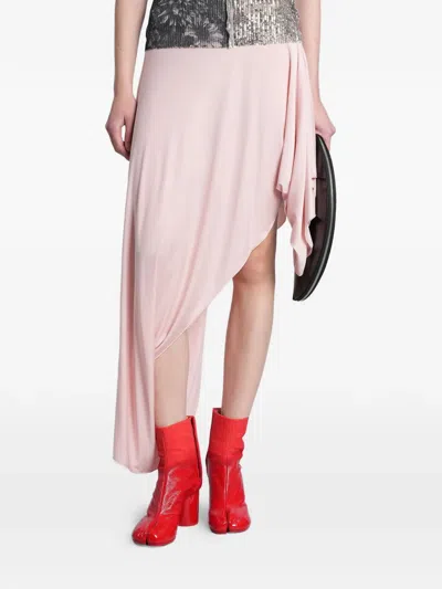Maison Margiela Asymmetric Draped Skirt Shorts Elastic Waistband In Pink