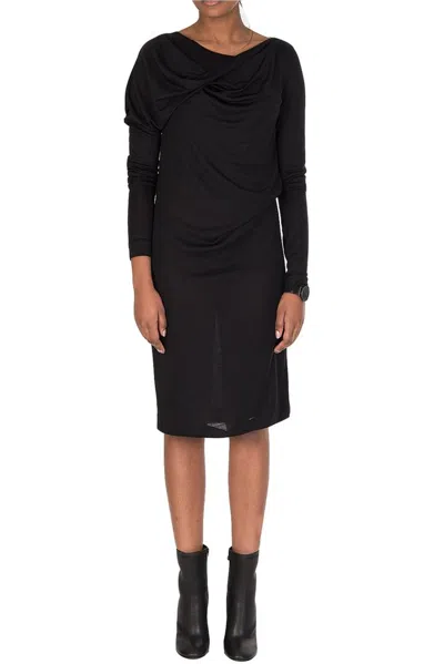 Maison Margiela Draped Midi Dress In Black