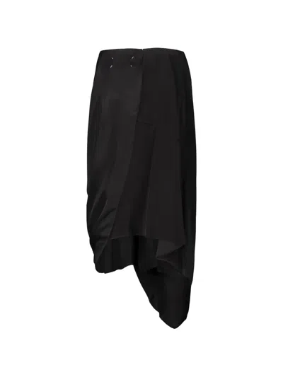 Maison Margiela Draped Midi Skirt In Black