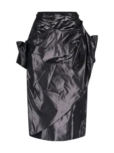 Maison Margiela Bow-detail Pencil Midi Skirt In Black