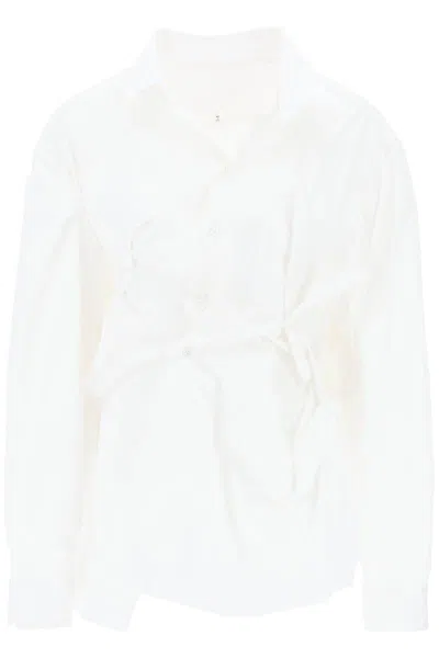 Maison Margiela Draped Oversized Shirt In Bianco