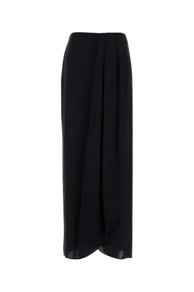 Maison Margiela Satin Skirt Asymmetric Cut Draped Detail In Black
