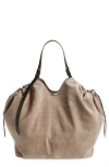 Maison Margiela Drawstring Suede Tote In Brown