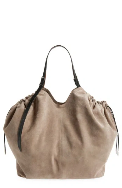 Maison Margiela Drawstring Suede Tote In Brown
