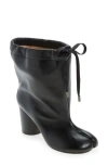 Maison Margiela Tabi Drawstring Leather Ankle Boots In Black