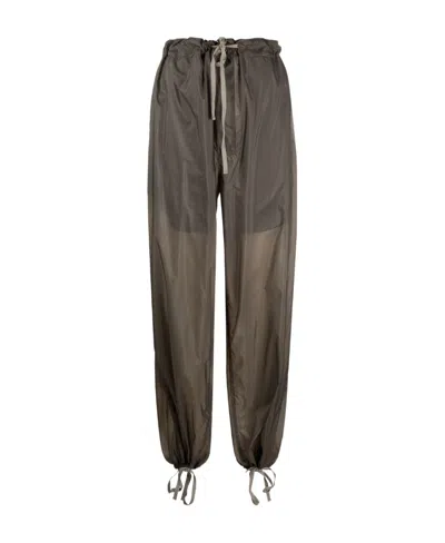 Maison Margiela Drawstring-waist High-waisted Trousers In Brown