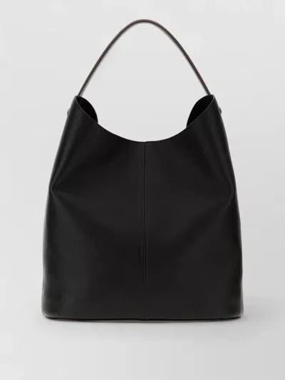 Maison Margiela Leather Age Shopping Handbag With Adjustable Shoulder Strap In Black