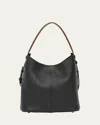 Maison Margiela Dress-age Leather Hobo Bag In Black Chestnut