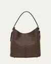 Maison Margiela Dress-age Leather Hobo Bag In Walnut Black