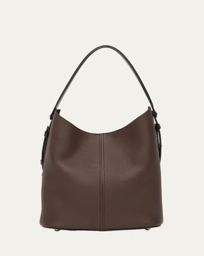 Maison Margiela Dress-age Leather Hobo Bag In Walnut Black