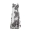 Maison Margiela Lace Trim Abstract-print Midi Slip Dress In Grey