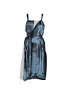 Maison Margiela Woman Midi Dress Slate Blue Size 6 Silk In Lilac/pistachio Print