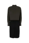 Maison Margiela Women Two-tone Poplin And Wool Shirt Dress In Multicoloured