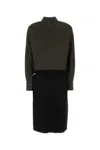 Maison Margiela Women Two-tone Poplin And Wool Shirt Dress In Multicoloured