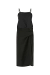 Maison Margiela Gathered Bow Silk Midi Dress In Black