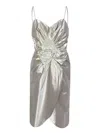 Maison Margiela Midi Dress With Metallic Finish And Draped Detail In Neutral