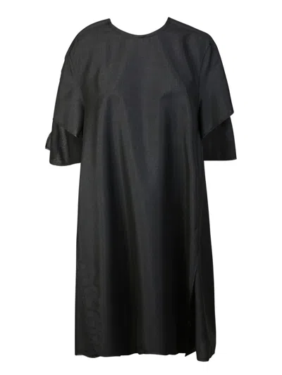 Maison Margiela Crewneck Frayed Edge Dress In Grey