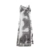Maison Margiela Lace Trim Abstract-print Midi Slip Dress In Grey