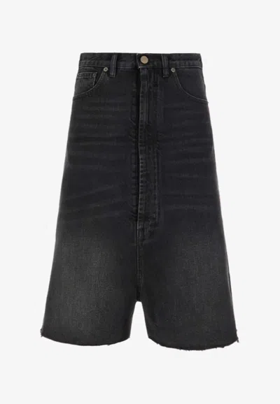 Maison Margiela Dropped-rise Denim Shorts In Black