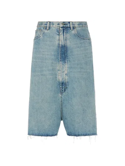 Maison Margiela Denim Shorts With Belt Loops In Blue