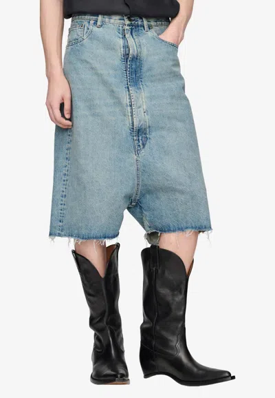 Maison Margiela Dropped-rise Denim Shorts In Blue
