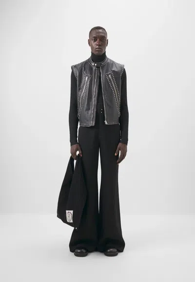 Pre-owned Maison Margiela Ds! Ss22  5 Zip Studded Leather Vest Gilet In Black