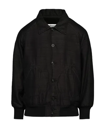 Maison Margiela Dupion Bomber Jacket In Black