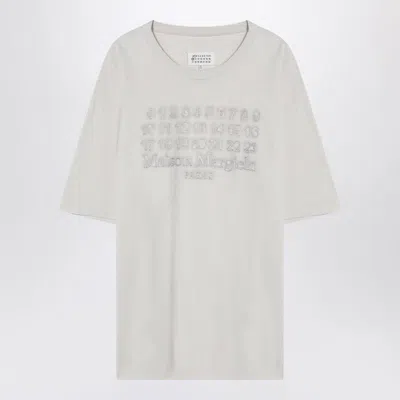 Maison Margiela Ecru T-shirt With Logo Embroidery In White